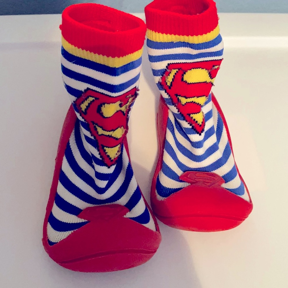 Superman baby sock shoes